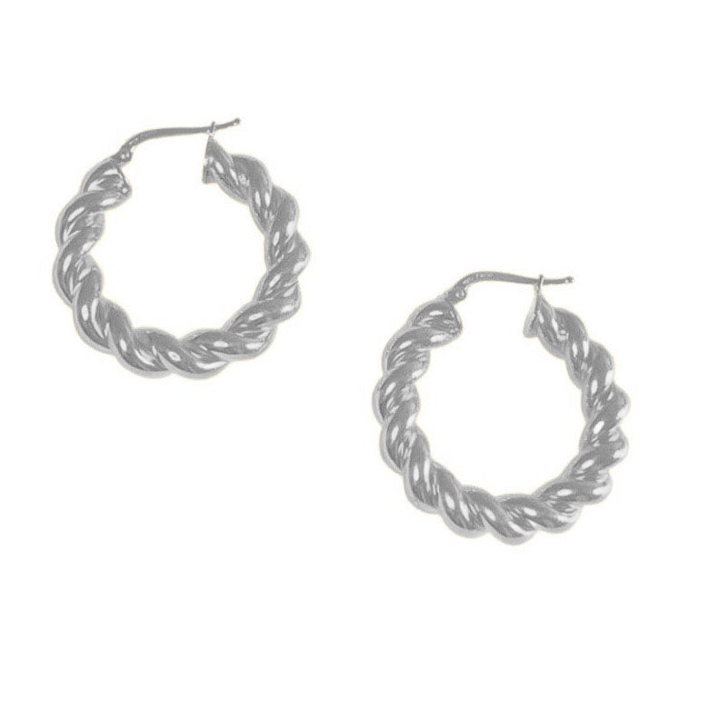 Swirl Chunky Hoop Earrings- Silver