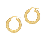 Gold hoop earrings on a white background
