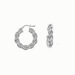 Twist Frill Silver Hoop Earrings