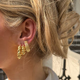 Mesh 'Cage' Textured Hoop Earrings - Gold