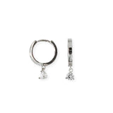 Sparkly Drop Huggies - Silver - 10 mm