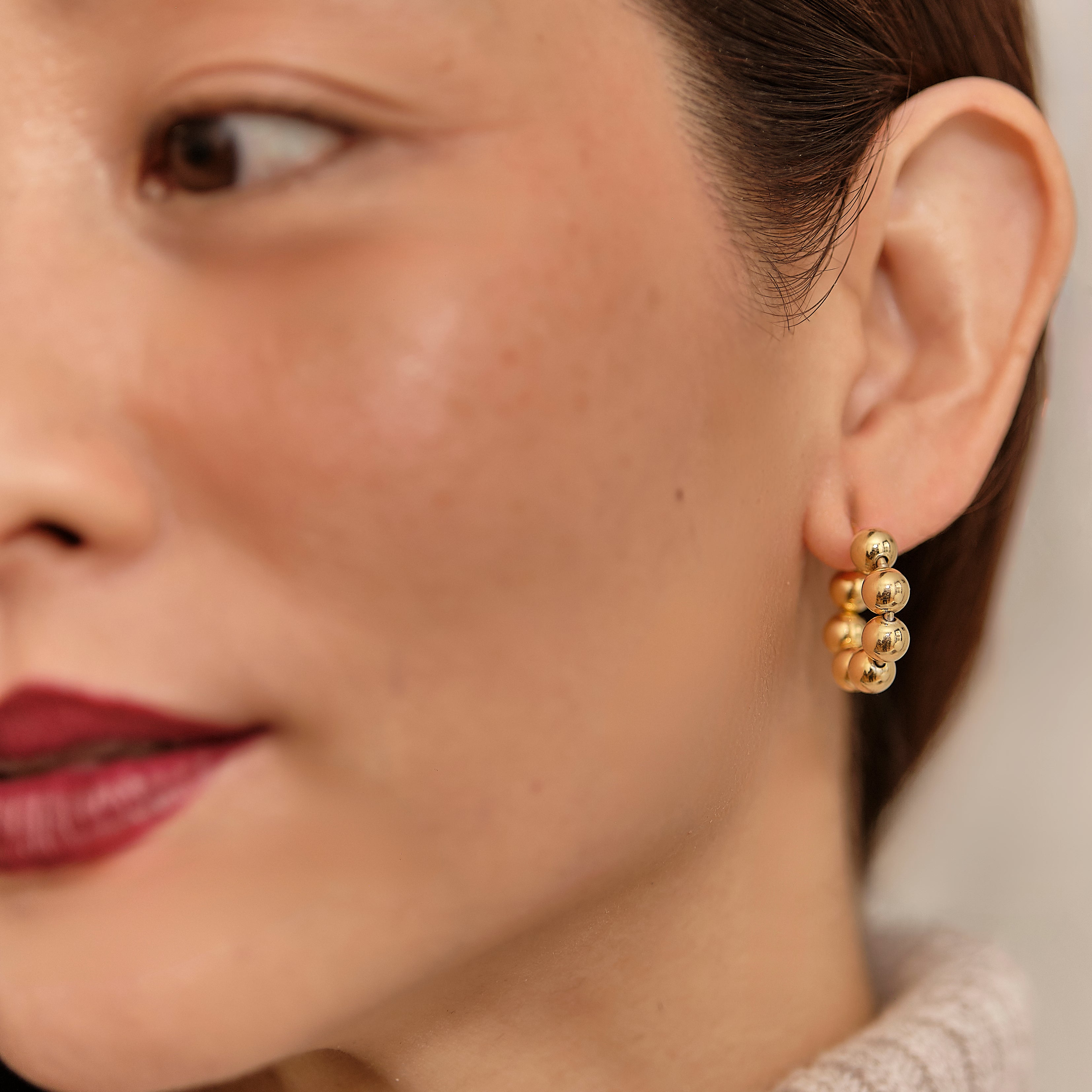 gold bead hoop earrings