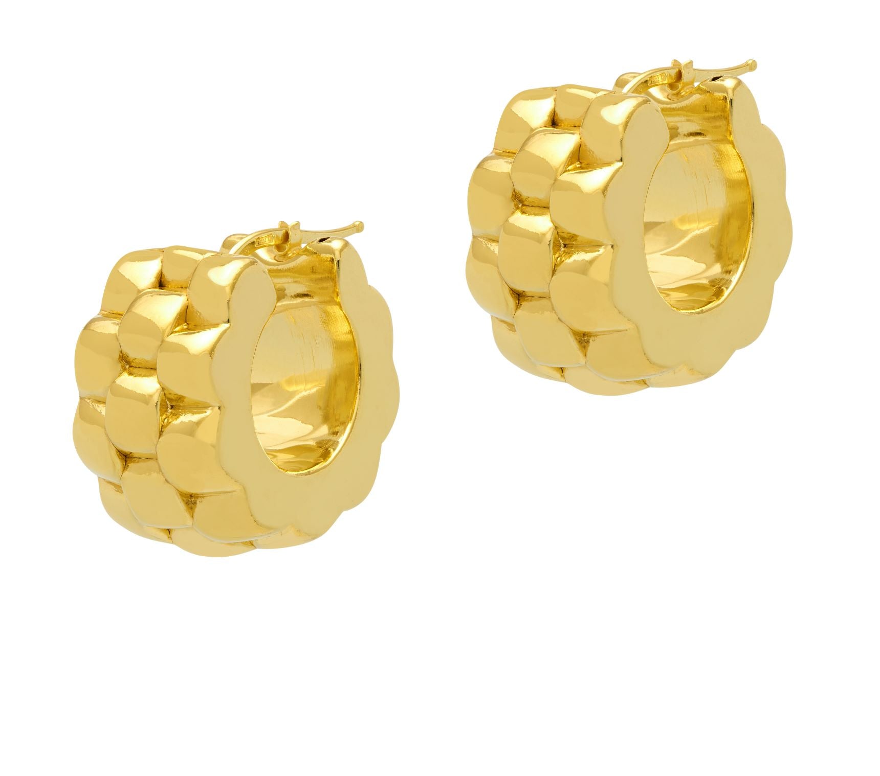 Gold Watch Chain Hoop Earrings