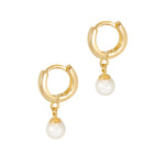 Gold hoop earrings with pearl drops 