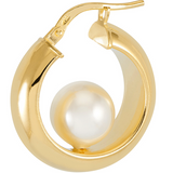 pearl hoops in gold