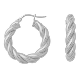 Swirl Hoop Earrings- Silver - Small - 25 mm
