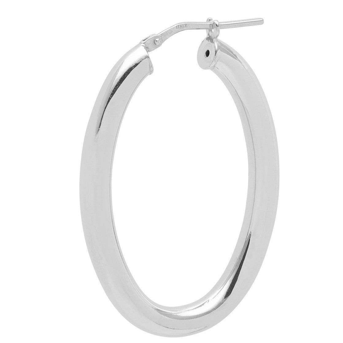 Shiny Oval Silver Hoops