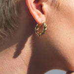 Twisted Gold Frill Hoop Earrings