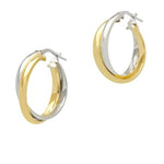 2tone Yellow Gold and Silver Hoops