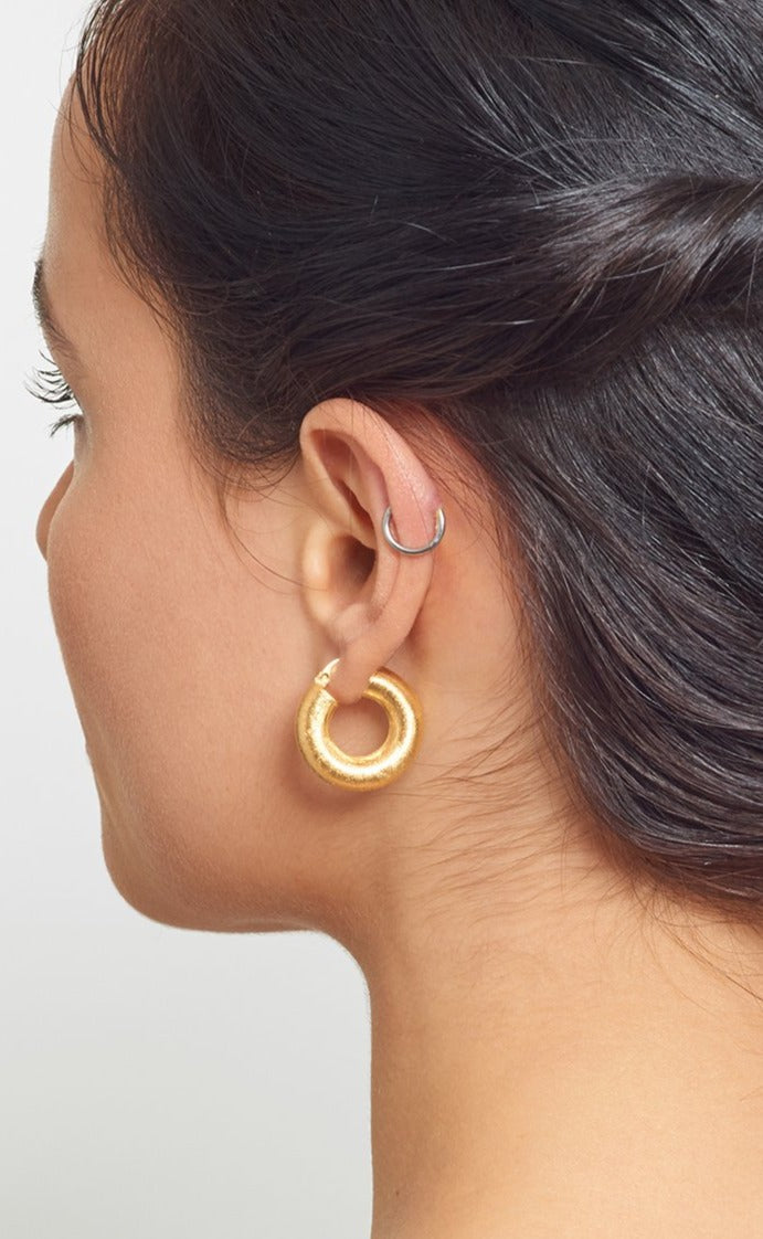 Matte Donut Silver Hoop Earrings