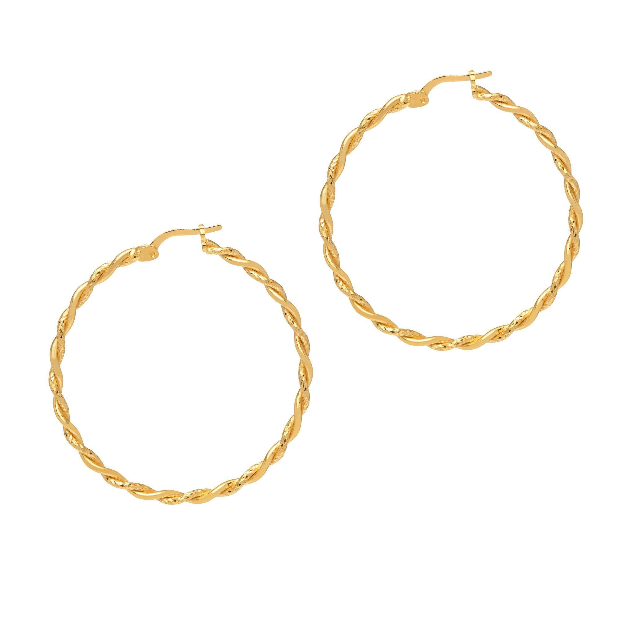 Gold Twist Sparkly Hoops - Small