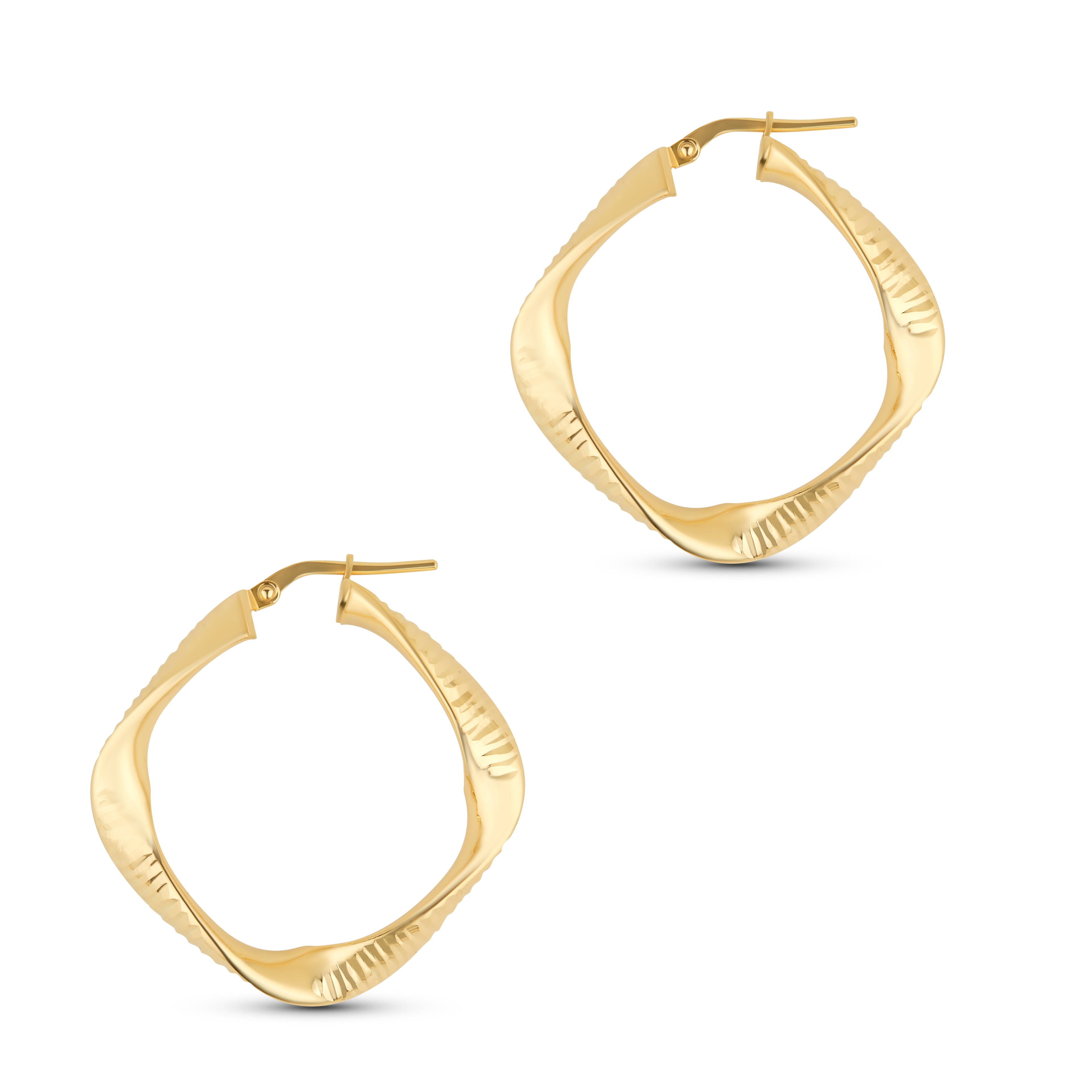 Textured Square Hoops - Silver - The Hoop Station 