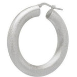 Matte Donut Silver Hoop Earrings