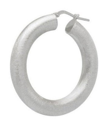 Matte Donut Silver Hoop Earrings