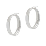 Wide oval hoop earrings silver