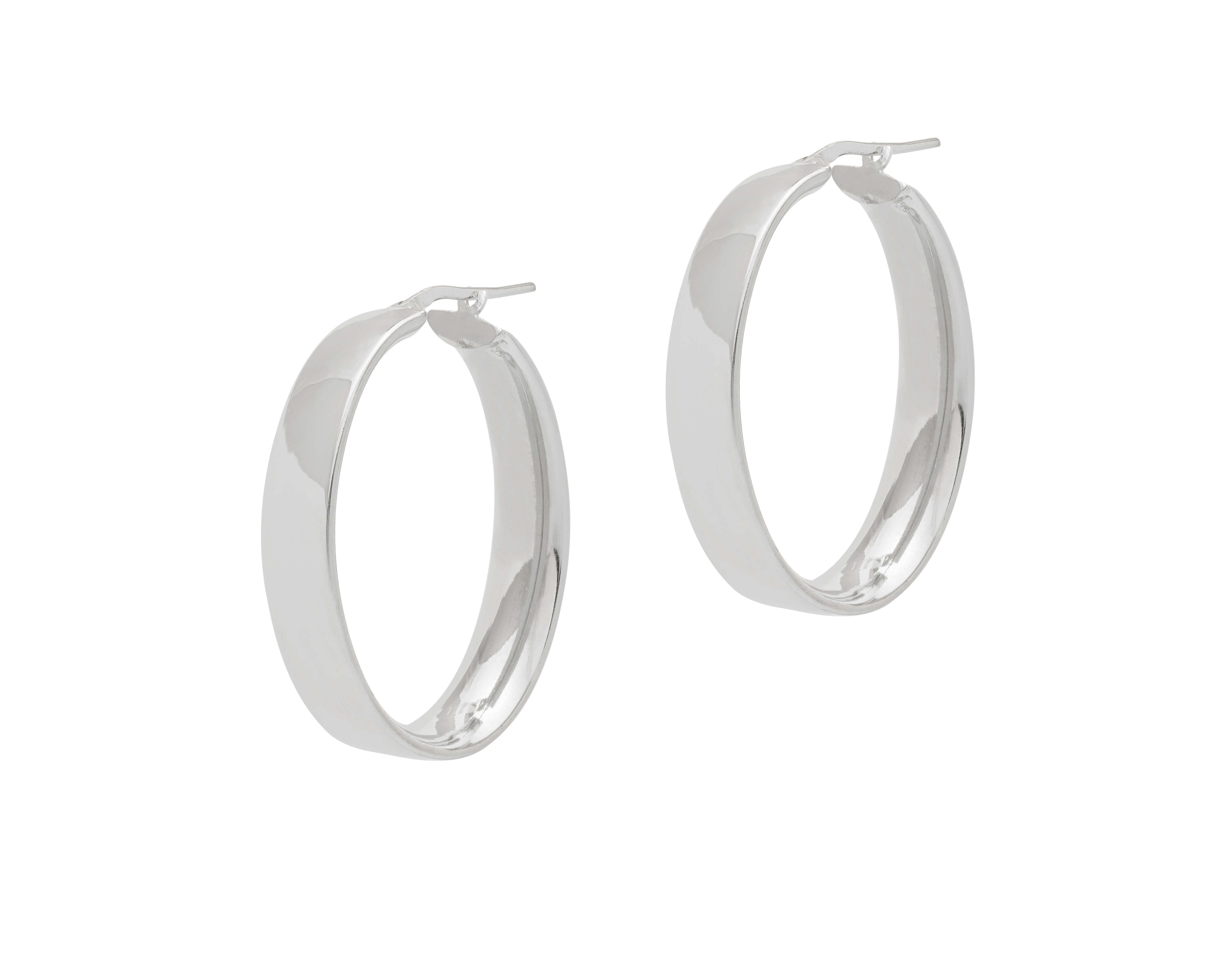 Wide oval hoop earrings silver