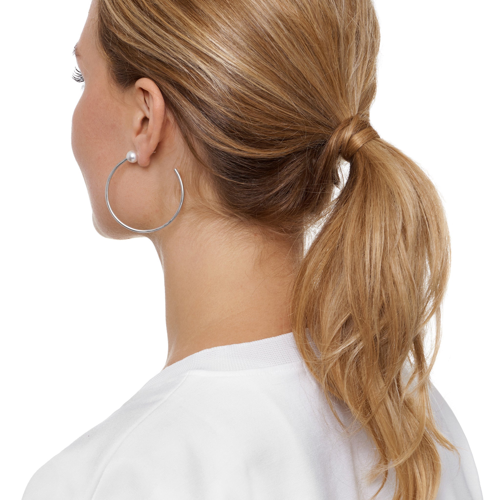 Large Hoop Earrings with Pearls
