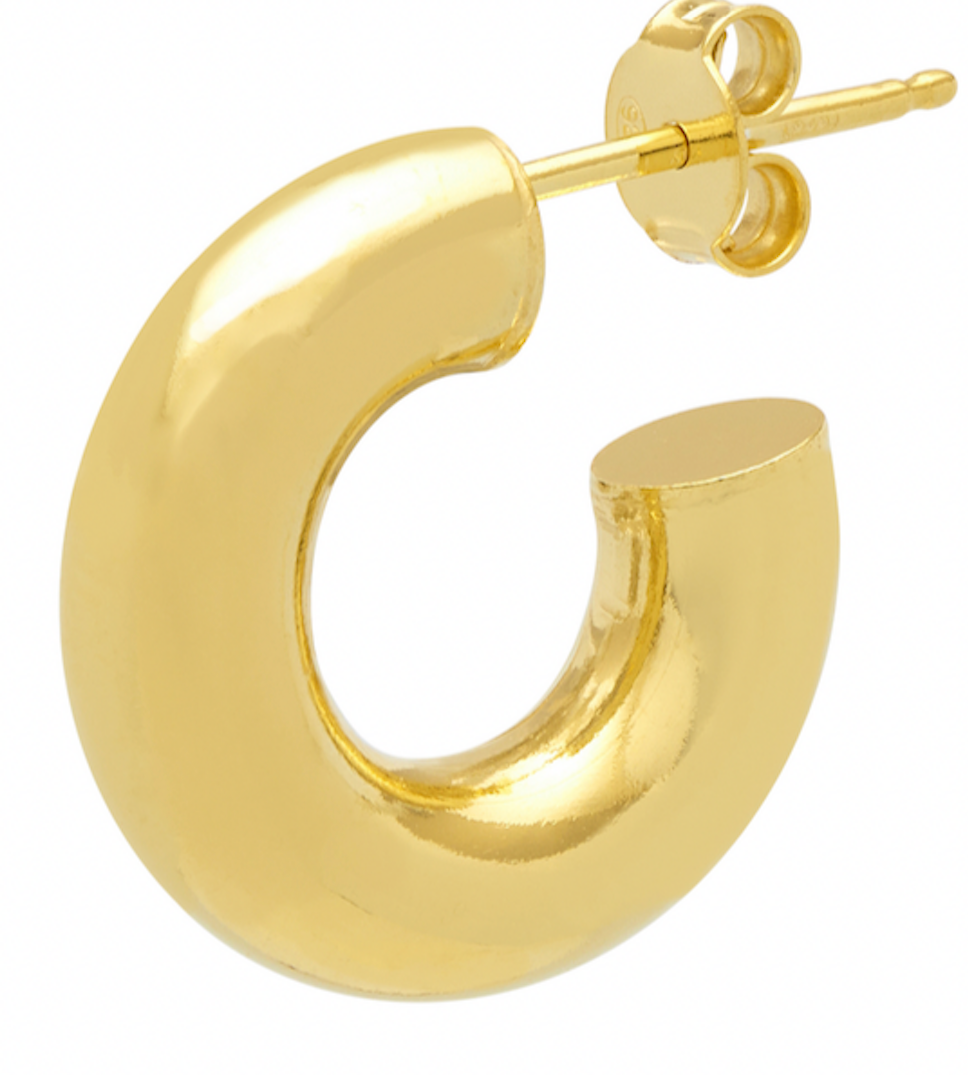 Chunky gold fat hoop earrings