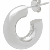 Chunky Small Silver Hoop Earrings (Butterfly + Post)