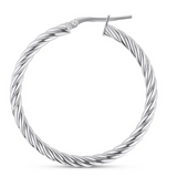 Medium-Sized Spiral Twist Hoops - Silver - The Hoop Station 
