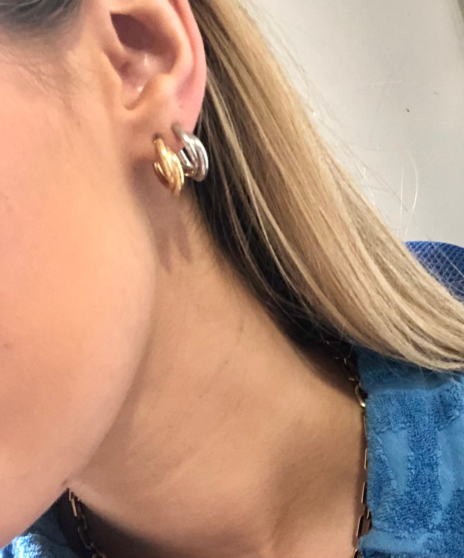 Interlocking twist silver earrings