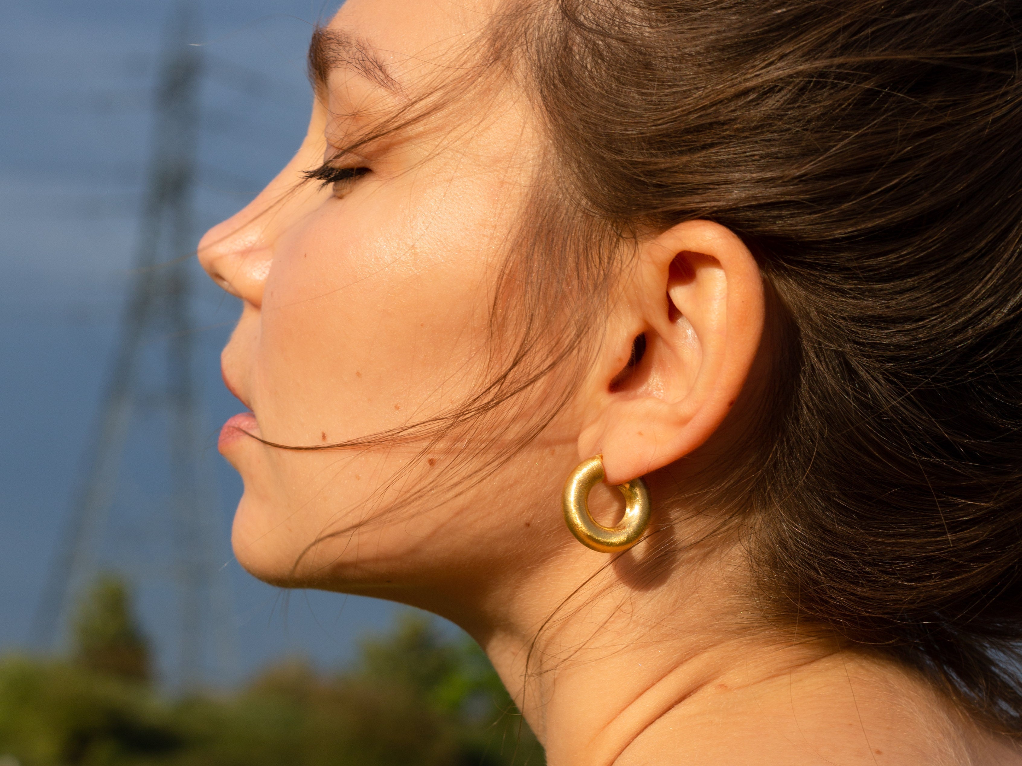 Matte Donut Gold Hoop Earrings