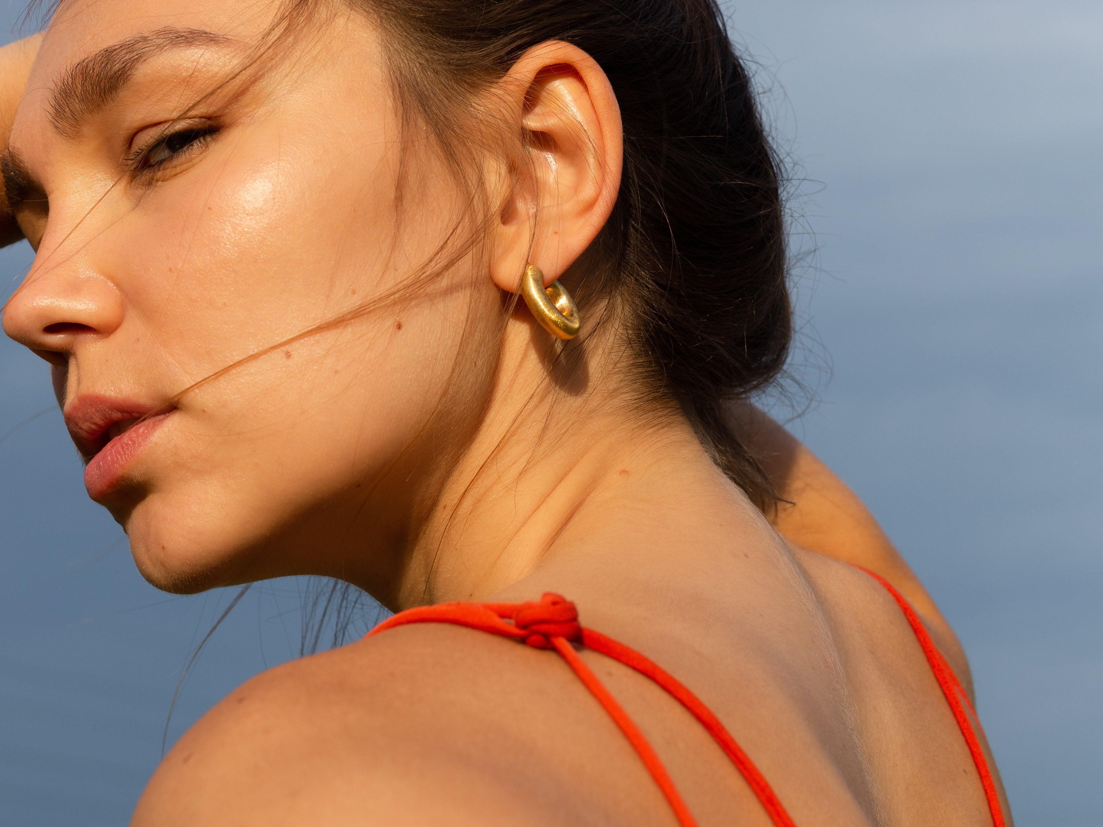 Matte Donut Silver Hoop Earrings