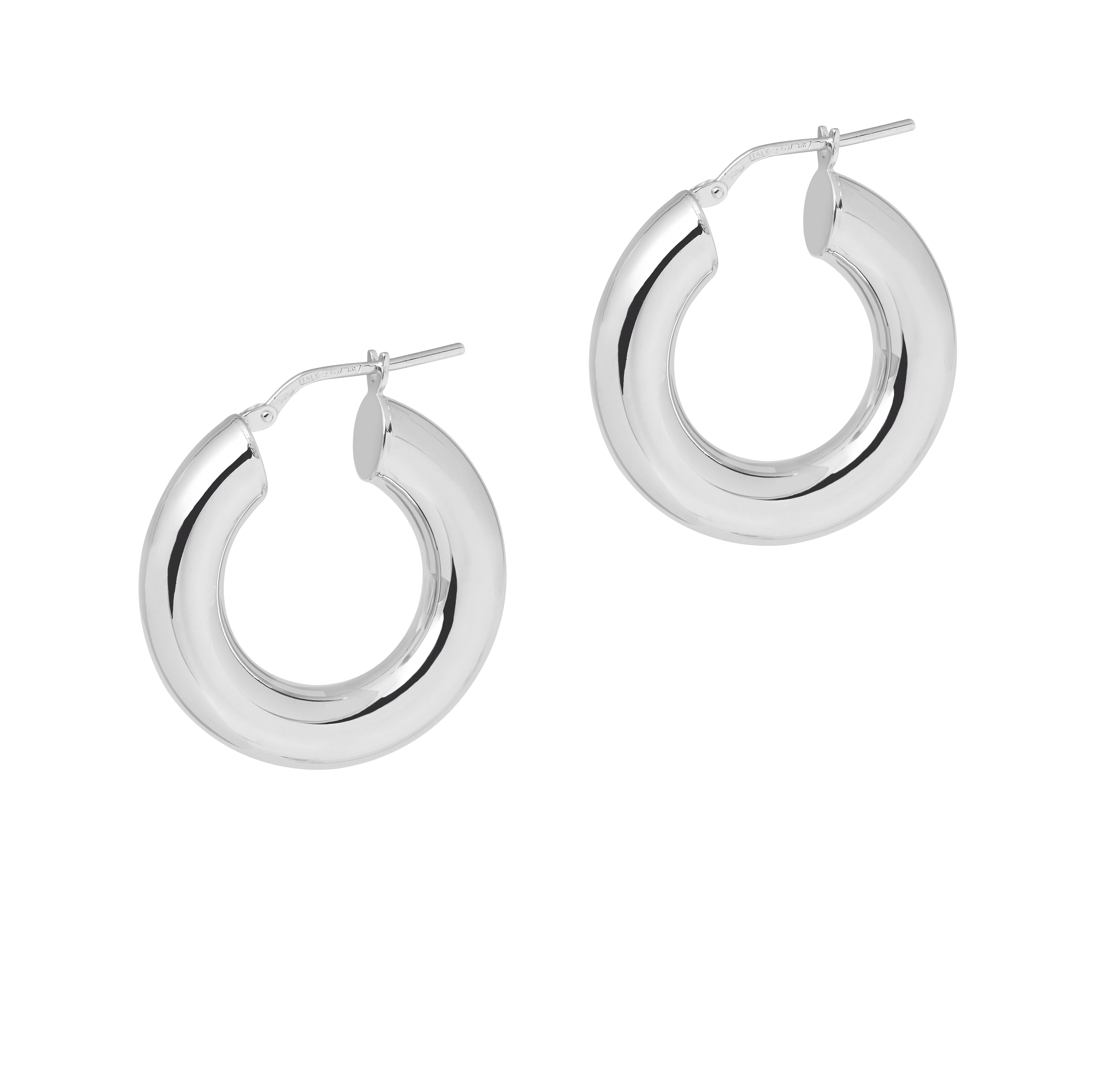Thick Silver Hoop Earrings
