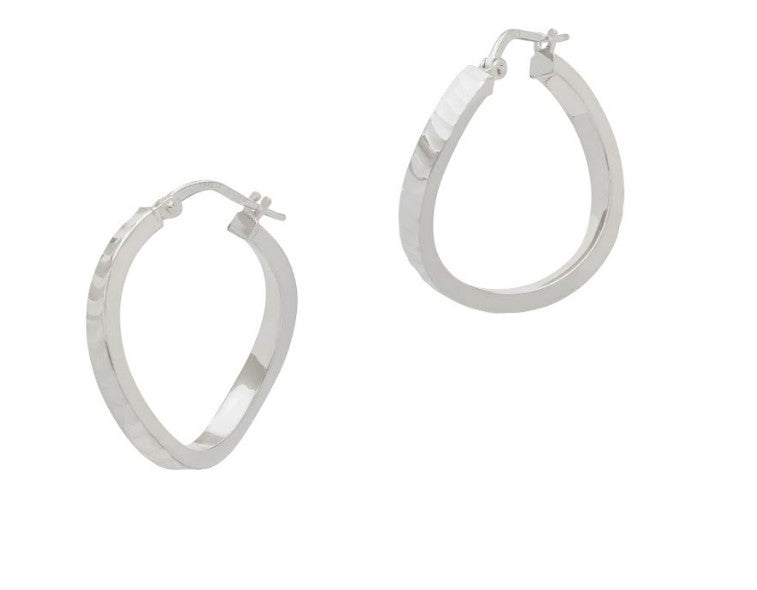 Silver Sparkly Wave hoop earrings